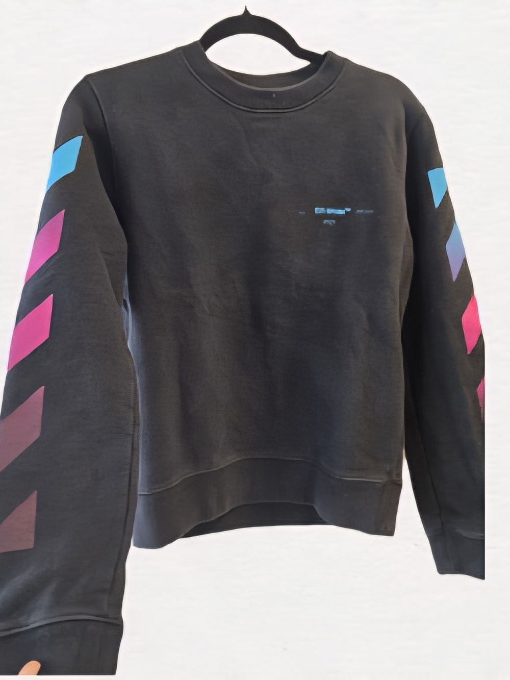 Off-White Crewneck Sweater with Gradient Sleeve